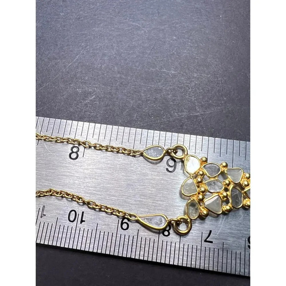 Polki diamond station necklace in vermeil gold over sterling silver - Picture 10 of 11